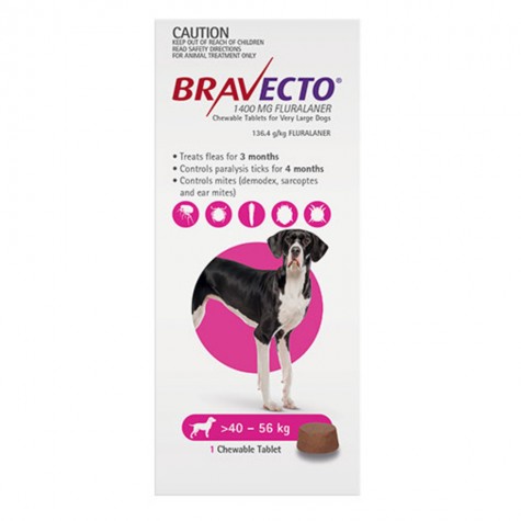 Bravecto X-Large Dog Tick & Flea Tablet -40-56kg