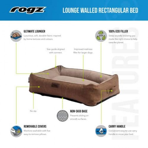 Rogz Lounge Walled Rectangular Bed