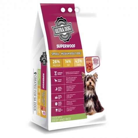 Ultra Dog Superwoof  Small-Medium Adult Dry Dog Food Beef and Rice Flavour