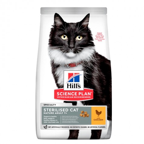 Hill's Science Plan Sterilised Mature  Adult Dry Cat Food Chicken Flavour 3kg